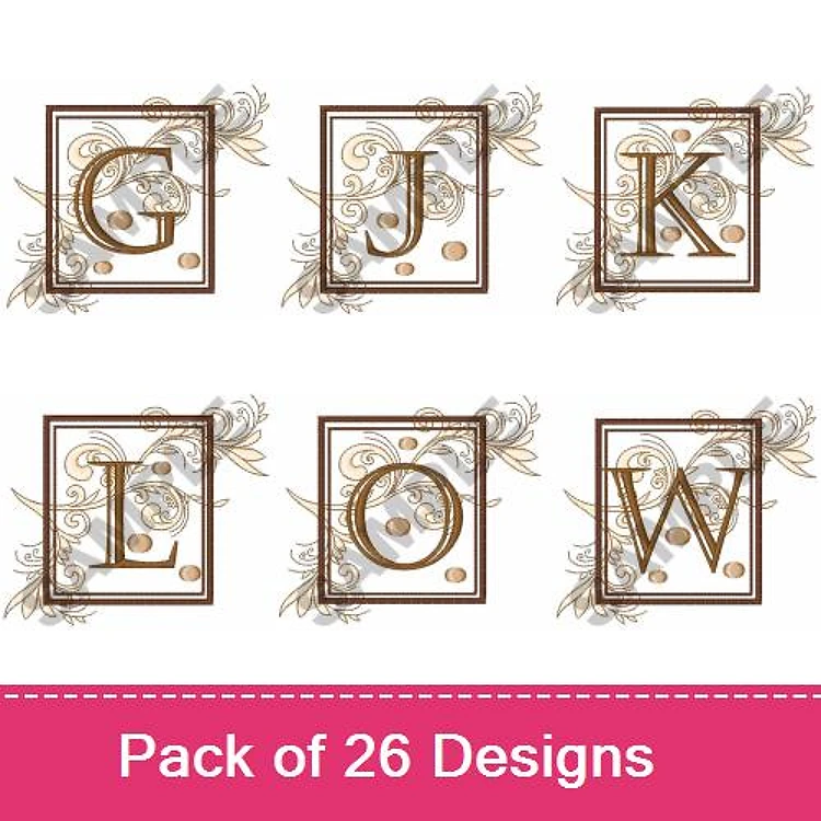 Monogram Letters with Floral Accents Embroidery Designs Bundle – G, J, K, L, O, W & More (26 Designs)