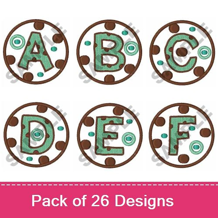 Applique Cookie-Themed Alphabet Letters Embroidery Designs Bundle – Cookie Letter A, B, C & More (26 Designs)