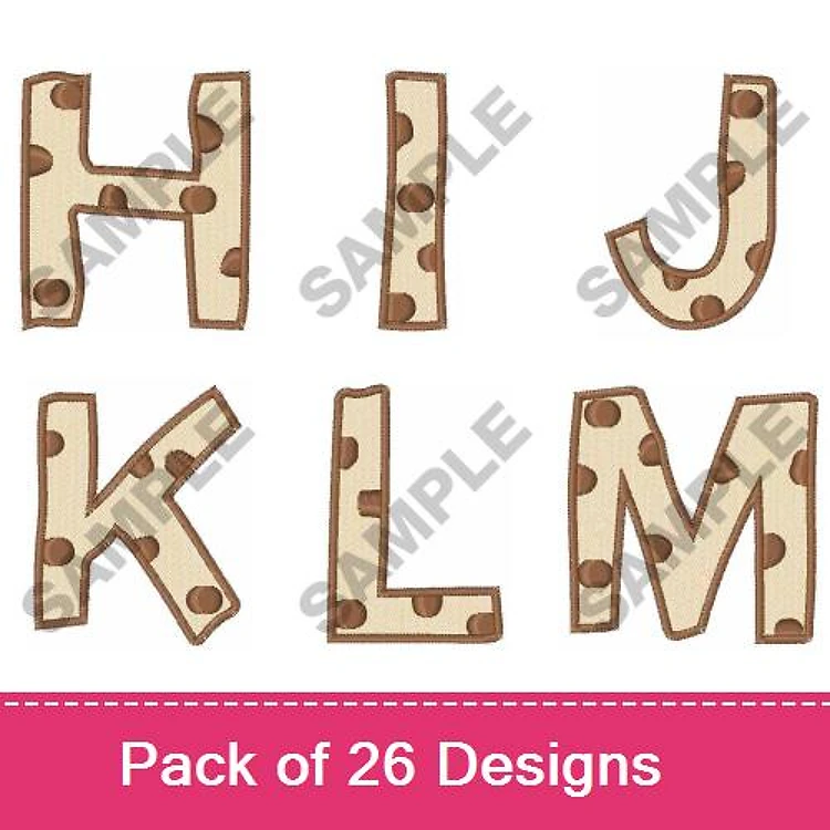 Applique Polka Dot Letters Embroidery Bundle – Polka Dot Letter H, I, J, K, L, M & More (26 Designs)