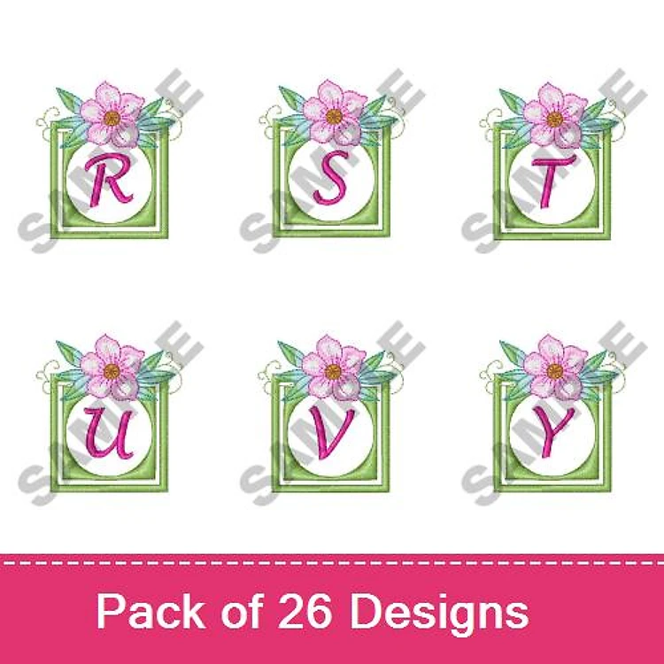 Floral Alphabet Embroidery Designs Bundle – Floral Letter R, Floral Letter S, Floral Letter T & More (26 Designs)