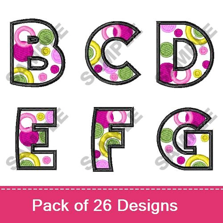 Applique Colorful Alphabet Letters Embroidery Designs Bundle – Letter B, Letter C, Letter D & More (26 Designs)