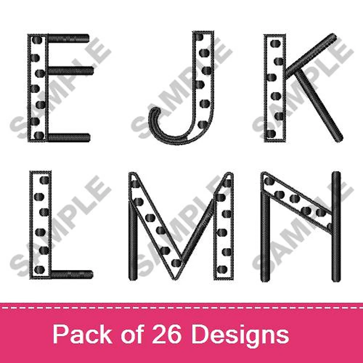 Applique Appliqued Letters Embroidery Designs Bundle – E, J, K, L, M, N & More (26 Designs)