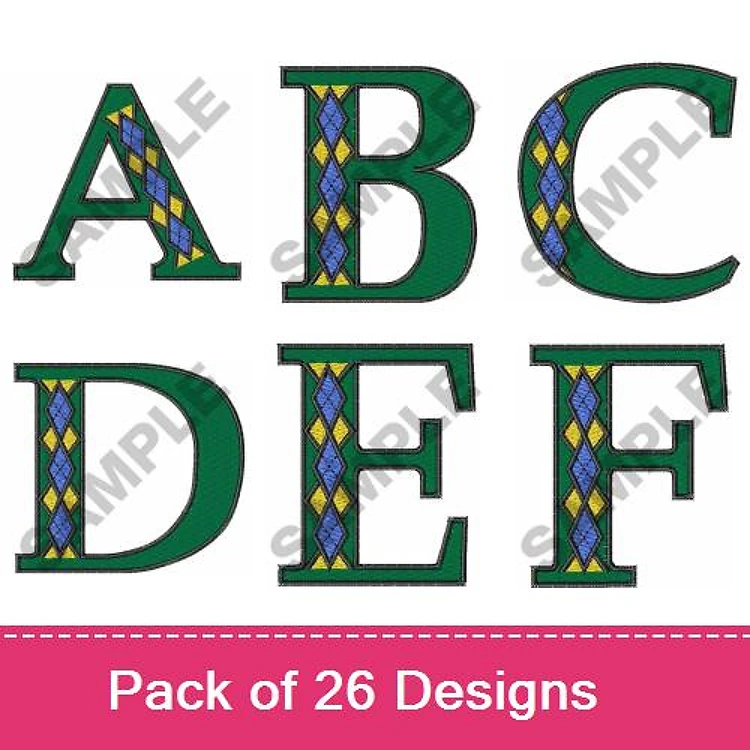 Applique Decorative Alphabet Letters Embroidery Designs Bundle – Letter A, Letter B, Letter C & More (26 Designs)