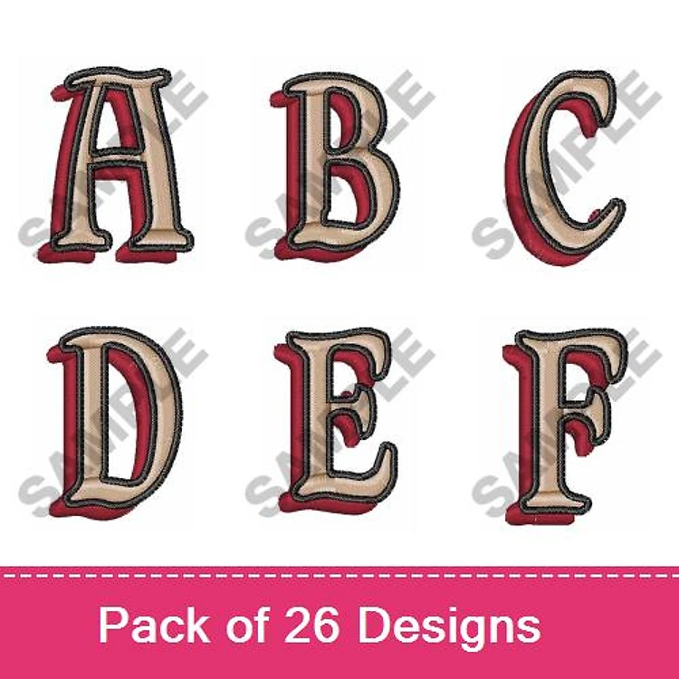 Decorative Letters Embroidery Designs Bundle – A, B, C, D, E, F & More (26 Designs)