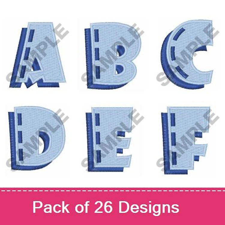 Stitched Alphabet Letters Embroidery Designs Bundle – Letter A, Letter B, Letter C & More (26 Designs)