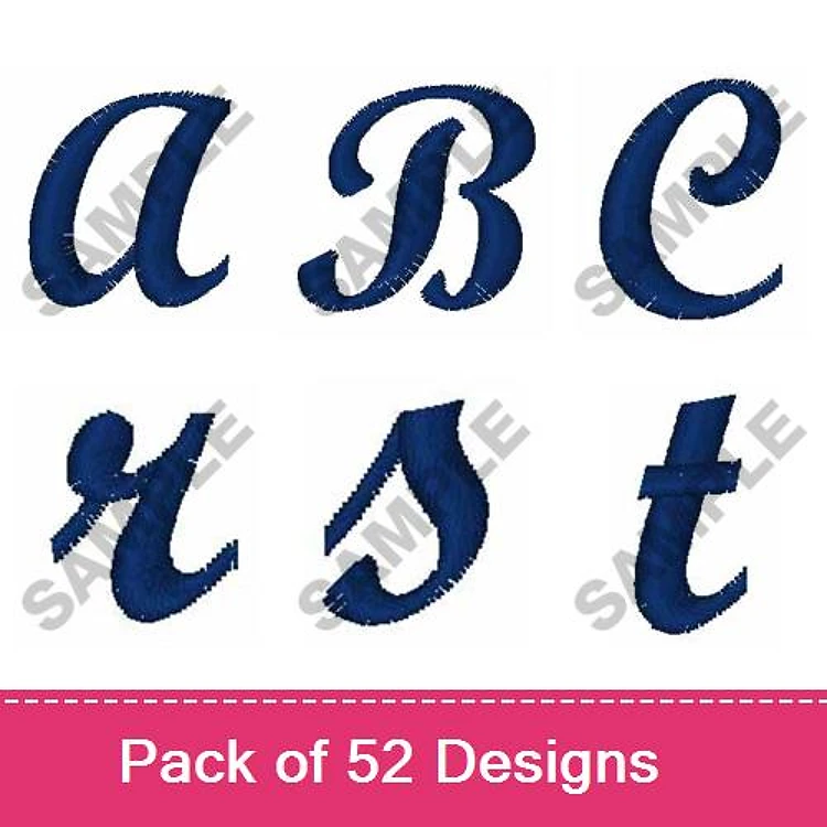 Curly Alphabet Letters Embroidery Designs Bundle – Curly Letter A, B, C, R, S, T & More (52 Designs)
