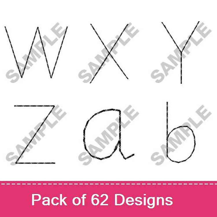 Alphabet Letters Embroidery Designs Bundle – W, X, Y, Z, a, b & More (62 Designs)