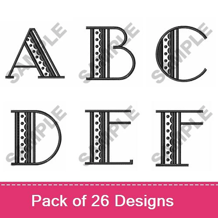 Decorative Letters Embroidery Designs Bundle – A Letter, B Letter, C Letter & More (26 Designs)