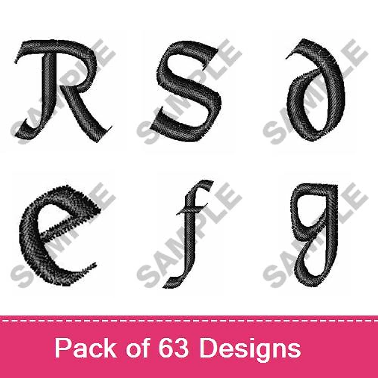 Stylized Letters Embroidery Designs Bundle – Letter R, S, D, e, f, g & More (63 Designs)