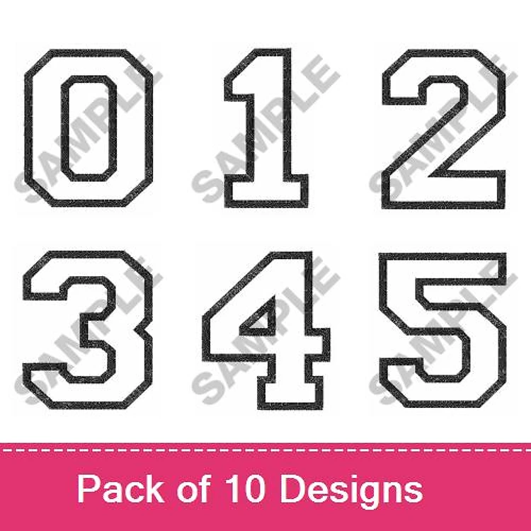 Applique Number Embroidery Bundle – Number 0, Number 1, Number 2, Number 3, & More (10 Designs)