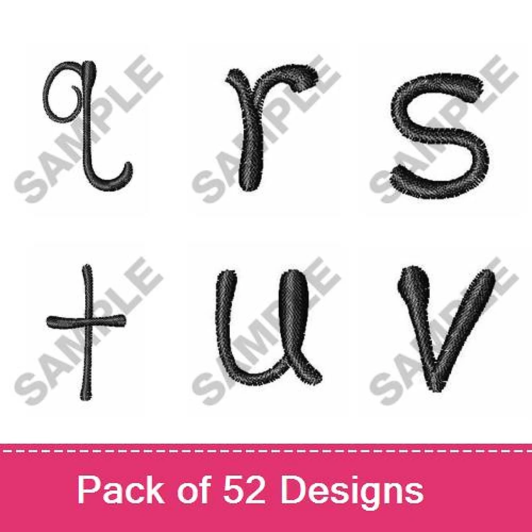 Lowercase Letters Embroidery Bundle – q, r, s, t, u, v & More (52 Designs)