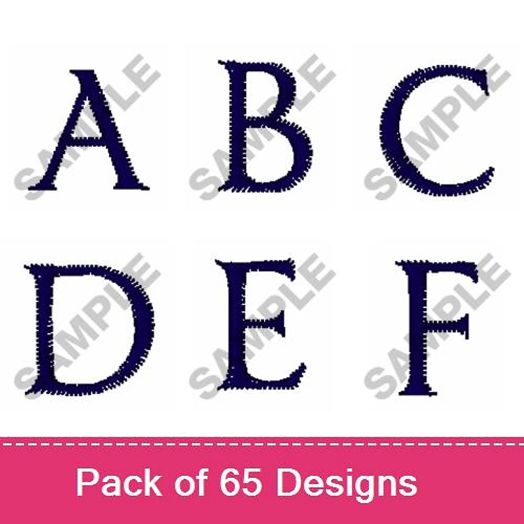 Alphabet Letters Embroidery Designs Bundle – A, B, C, D, E, F & More (65 Designs)