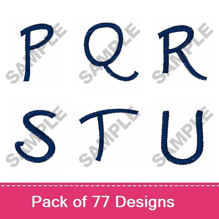 Alphabet Letters Embroidery Designs Bundle – P, Q, R, S, T, U & More (77 Designs)