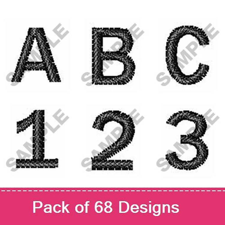 Alphabet & Numbers Embroidery Designs Bundle – Letter A, Letter B, Letter C, Number 1 & More (68 Designs)