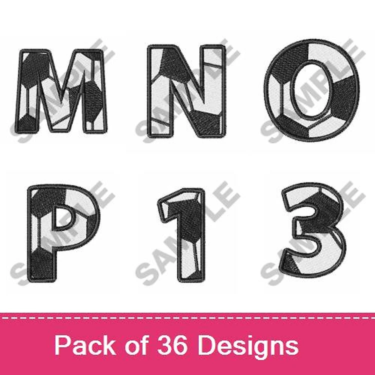 Standard Alphabet Letters Embroidery Designs Bundle – M, N, O, P, 1, 3 & More (36 Designs)