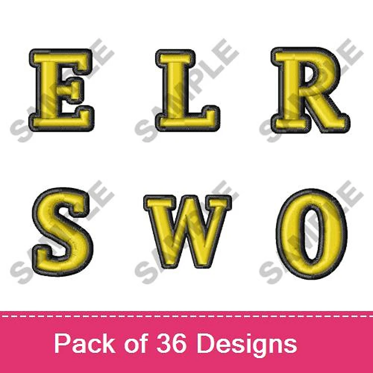 Applique Alphabet Letters Embroidery Bundle – E Letter, L Letter, R Letter, S Letter & More (36 Designs)