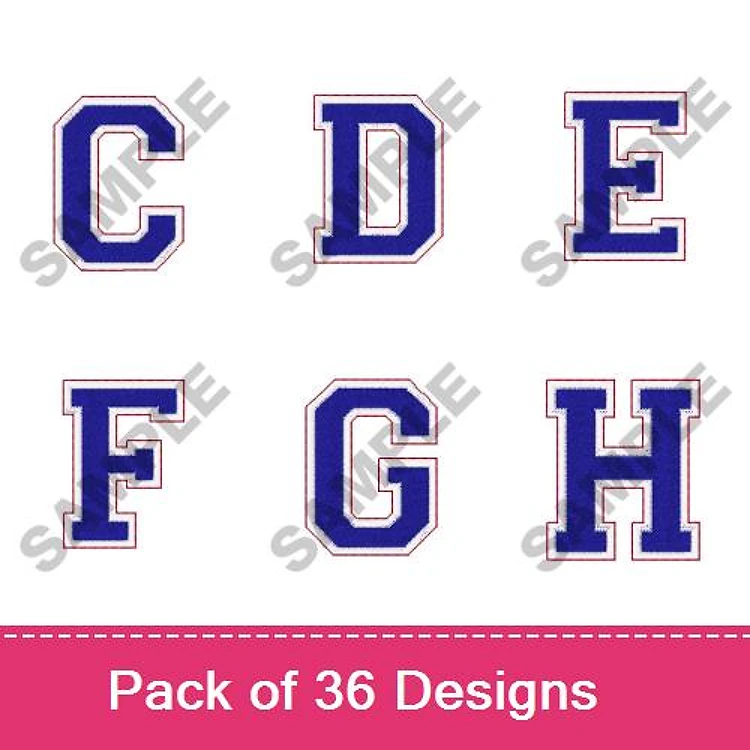 Block Letter Embroidery Designs Bundle – Block Letter C, Block Letter D, Block Letter E & More (36 Designs)