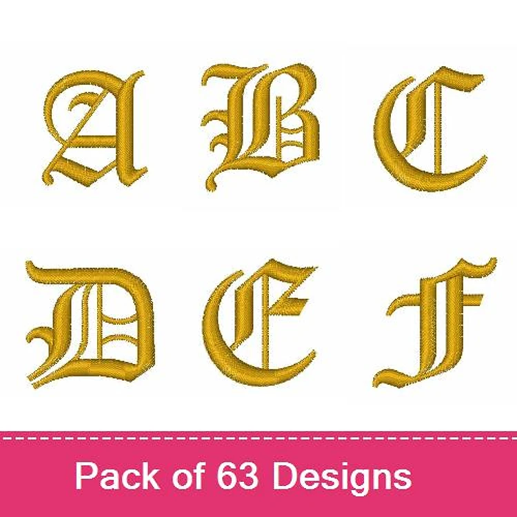 Elegant Alphabet Letters Embroidery Designs Bundle – A, B, C, D, E, F & More (63 Designs)