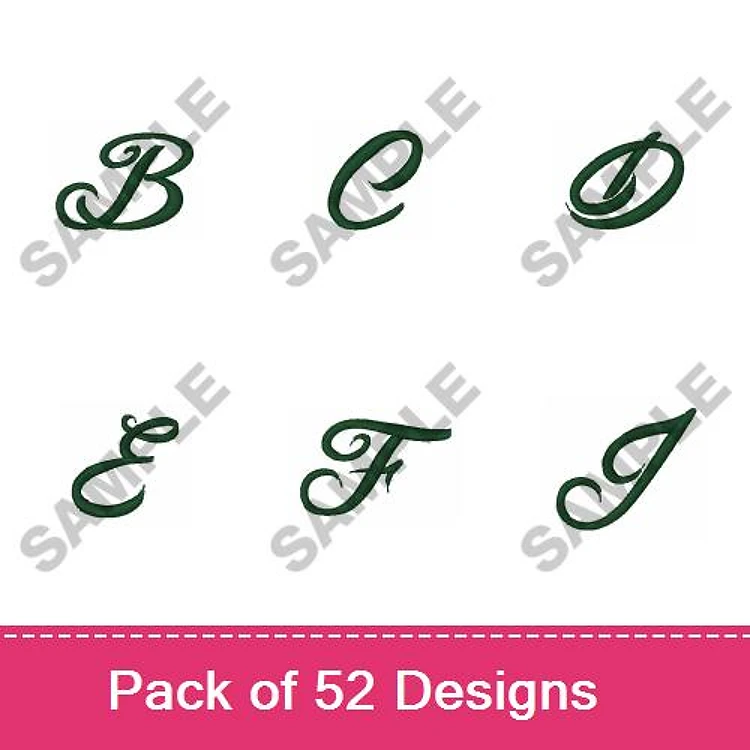 Decorative Letters Embroidery Designs Bundle – A, B, C, D & More (52 Designs)