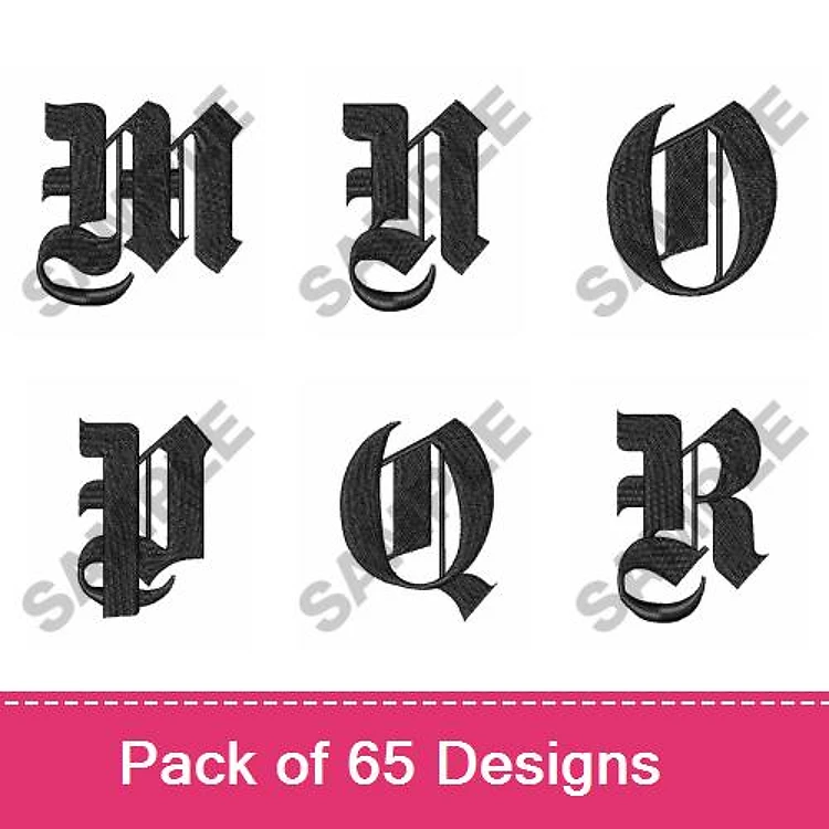 Decorative Alphabet Letters Embroidery Designs Bundle – M, N, O, P, Q, R & More (65 Designs)