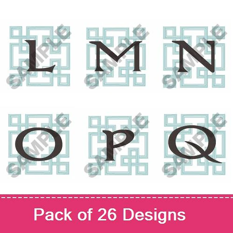 Monogram Letters Embroidery Designs Bundle – L, M, N, O, P, Q & More (26 Designs)