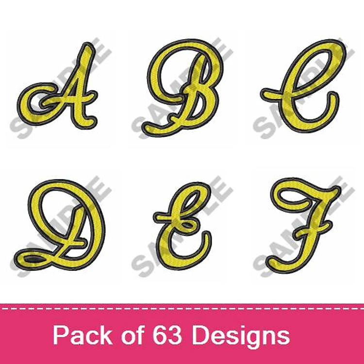 Curly Alphabet Letters Embroidery Designs Bundle – Curly Letter A, B, C, D, E, F & More (63 Designs)