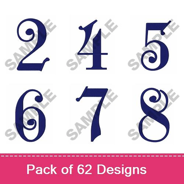 Decorative Numerals Embroidery Designs Bundle – Number 2, Number 4, Number 5, Number 6 & More (62 Designs)