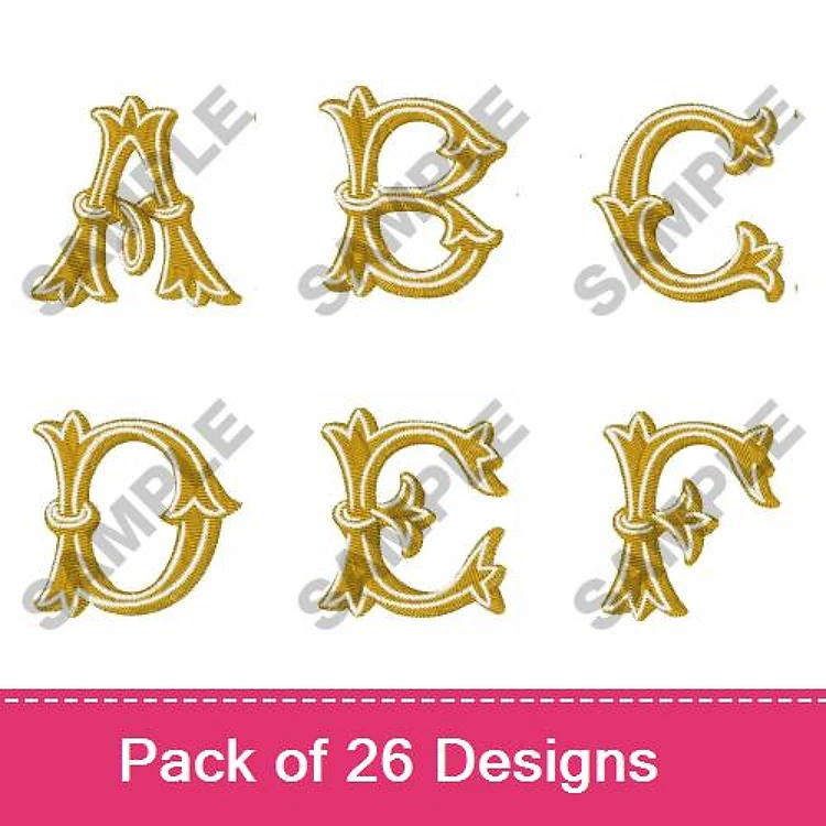 Decorative Alphabet Letters Embroidery Designs Bundle – A, B, C, D, E, F & More (26 Designs)