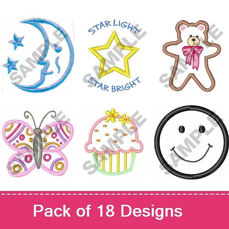 Moon & Star Embroidery Bundle – Teddy Bear & More (18 Designs)