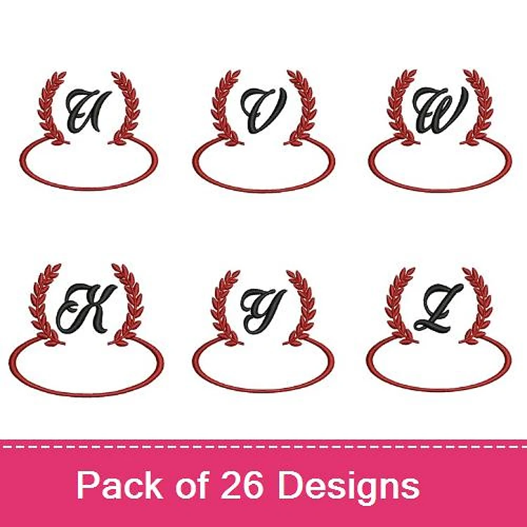 Redwork Monogrammed Letters Embroidery Designs Bundle – H, K, L, V, W, Y & More (26 Designs)