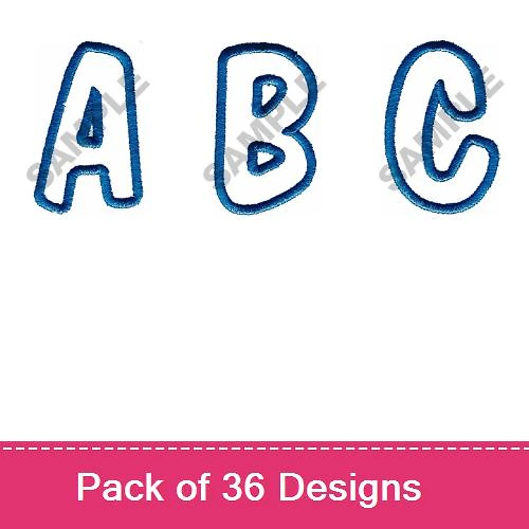 Applique Styled Alphabet Letters Embroidery Designs Bundle – Letter A, Letter B, Letter C & More (36 Designs)
