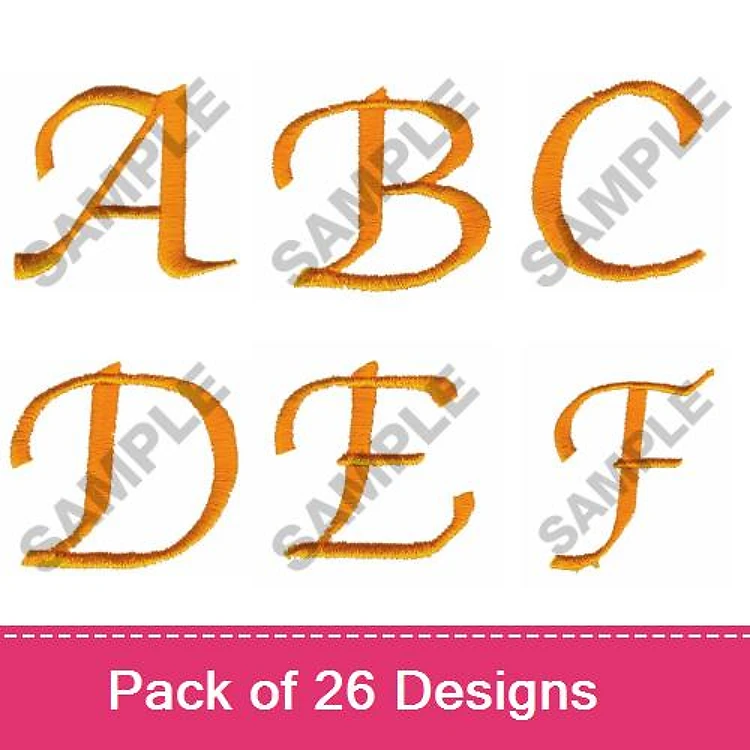 Embroidered Letters Embroidery Designs Bundle – A, B, C, D, E, F & More (26 Designs)