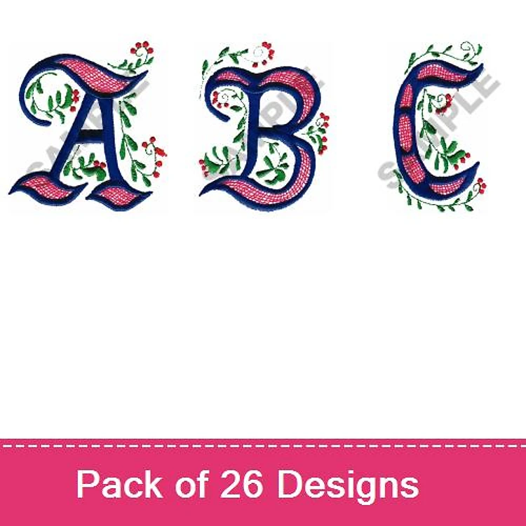 Floral Alphabet Letters Embroidery Designs Bundle – Floral A, Floral B, Floral C & More (26 Designs)