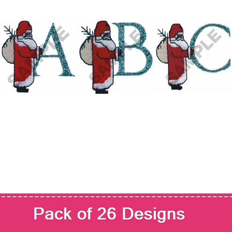 Santa Claus Christmas Alphabet Embroidery Bundle – Letter A, Letter B, Letter C & More (26 Designs)