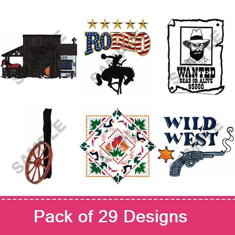 Rodeo & Wild West Embroidery Bundle – Cowboy, Sheriff & More (29 Designs)