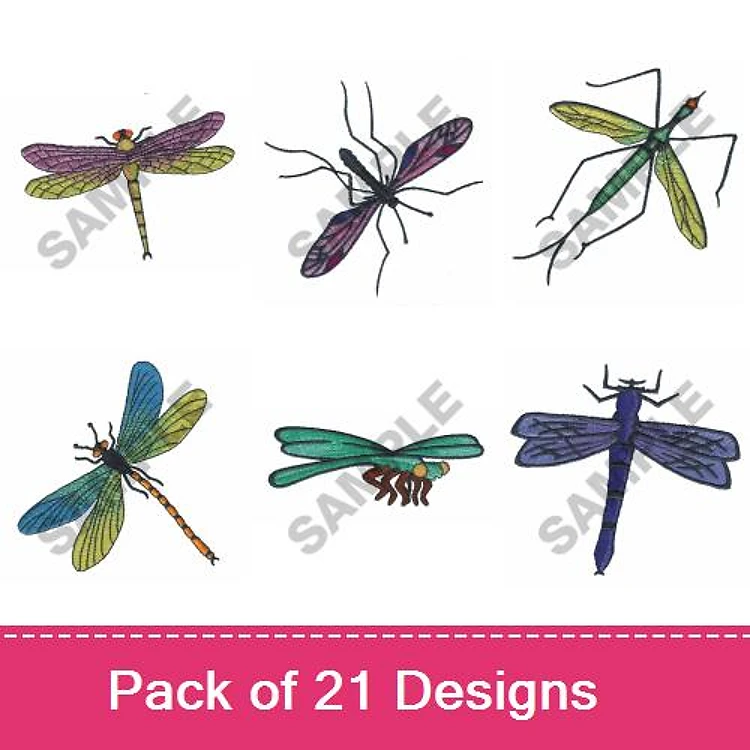 Insects and Bugs Embroidery Bundle – Dragonfly, Ant, Grasshopper & More (21 Designs)
