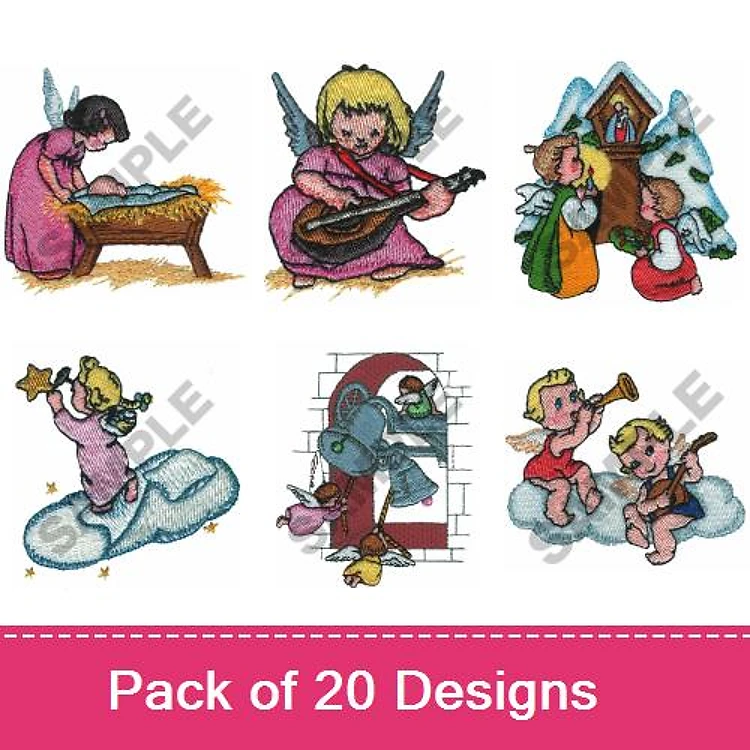 Angel Embroidery Bundle – Charming Designs (20 Designs)