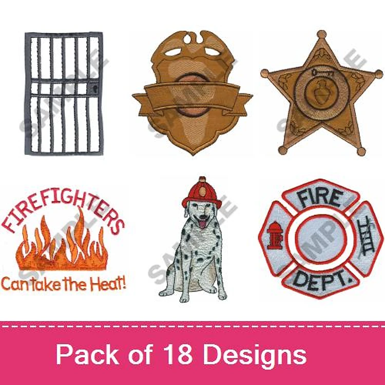 Firefighter & Dog Embroidery Bundle – Emergency Services (18 Designs)