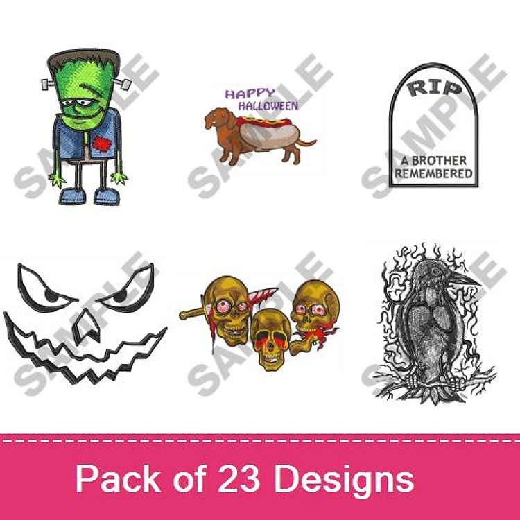 Frankenstein, Dachshund & Halloween Embroidery Bundle – Spooky Designs (23 Designs)