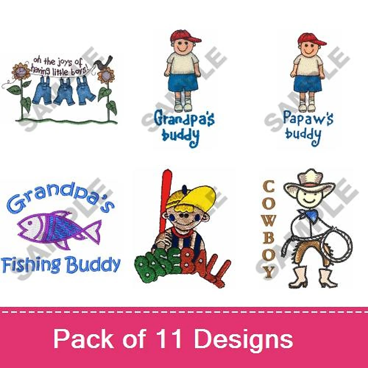 Buddy Themes Embroidery Designs Bundle – Grandpa's Buddy, Papaw's Buddy, Baseball Buddy & More (11 Designs)