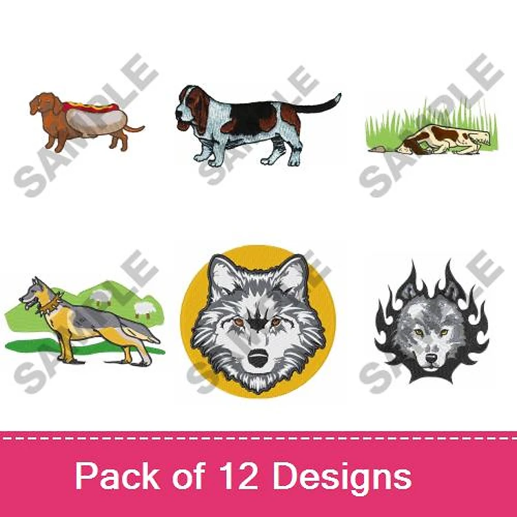 Dachshund & Basset Hound Embroidery Bundle – Dog Designs (12 Designs)