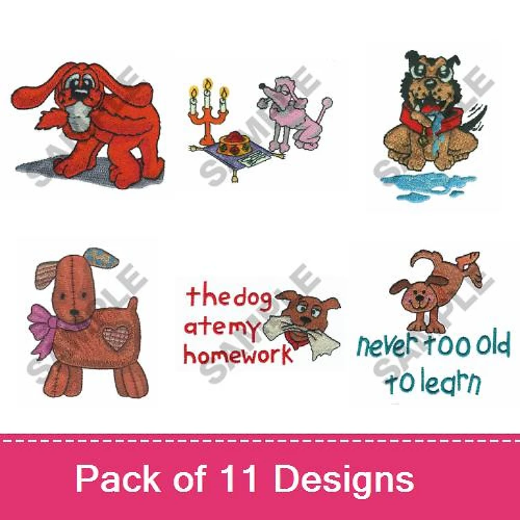 Dog Embroidery Bundle – Fun and Playful Designs (11 Designs)