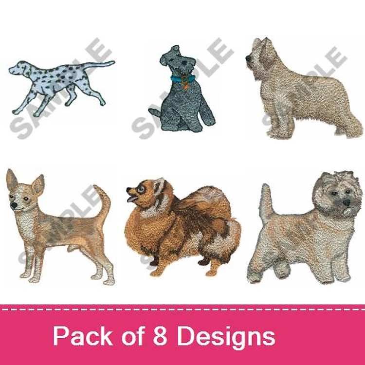 Dalmatian & Terrier Embroidery Bundle – Dog Breeds (8 Designs)