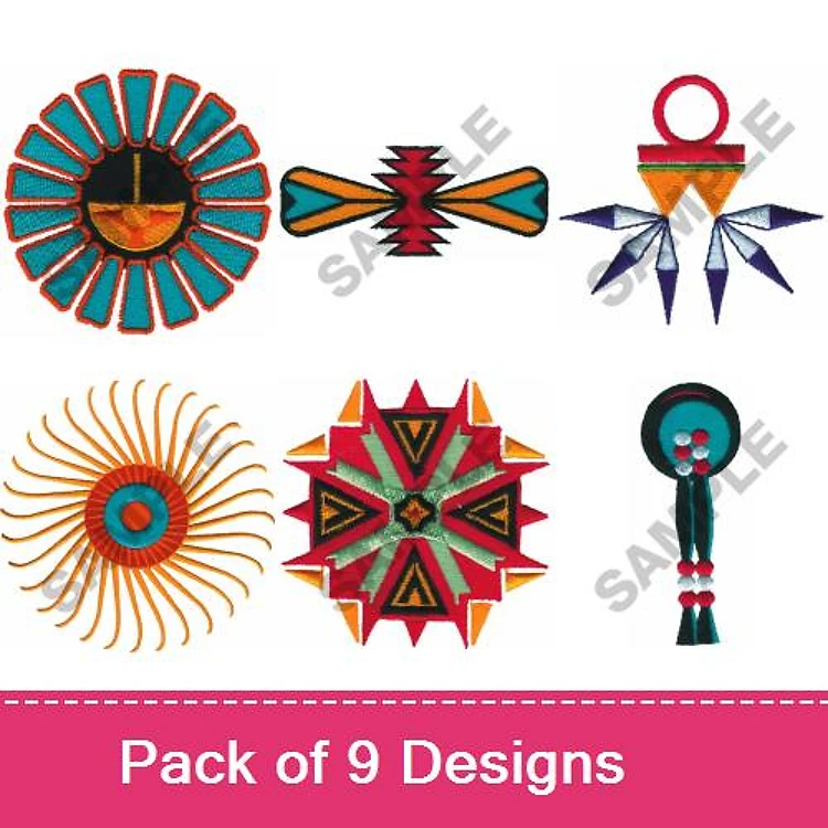 Geometric & Abstract Embroidery Bundle – Sunburst, Tribal Arrow, Multi-point Star & More (9 Designs)