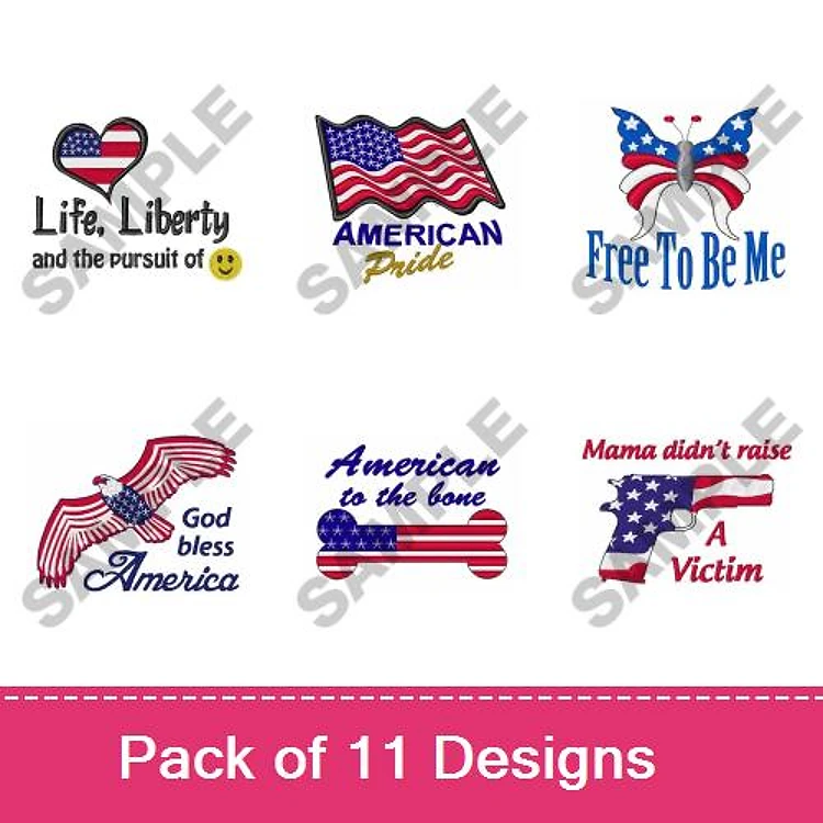 American-Themed Embroidery Bundle – Patriotic Designs (11 Designs)