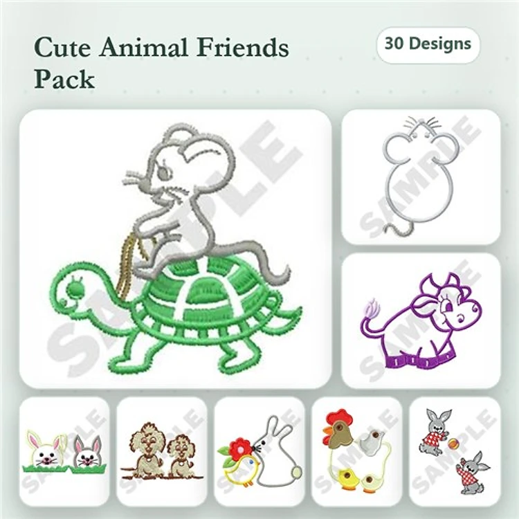 Animal Embroidery Bundle – Cute Characters (30 Designs)