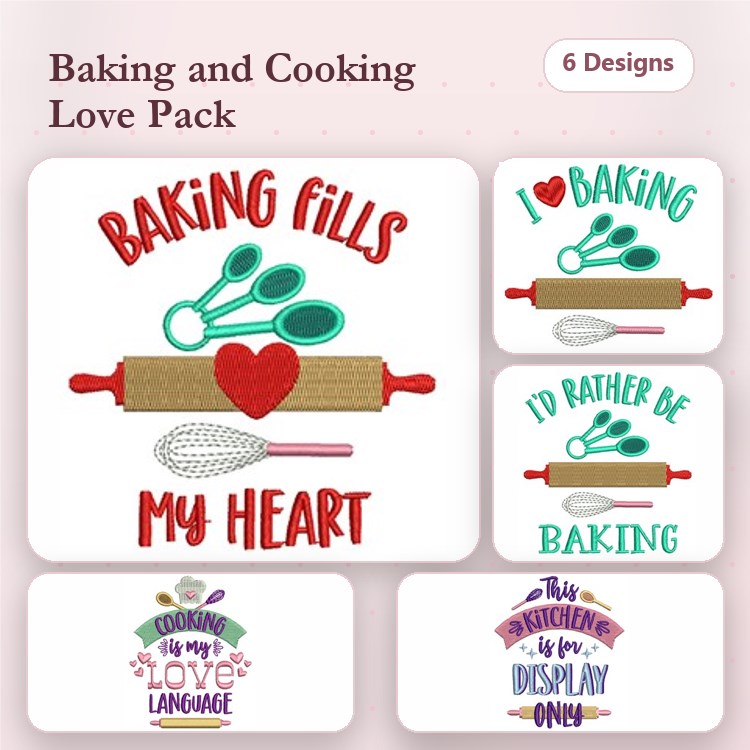 Baking & Cooking Embroidery Bundle – Heartfelt Designs (6 Designs)