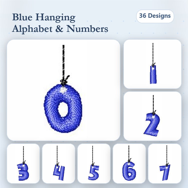 Hanging Numbers Embroidery Designs Bundle – Hanging Number 0, Hanging Number 1, Hanging Number 2 & More (36 Designs)