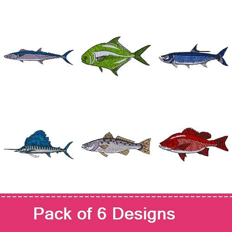 Fish Embroidery Bundle – Blue Marlin, Grouper, Tuna, Sailfish, Snapper & More (6 Designs)