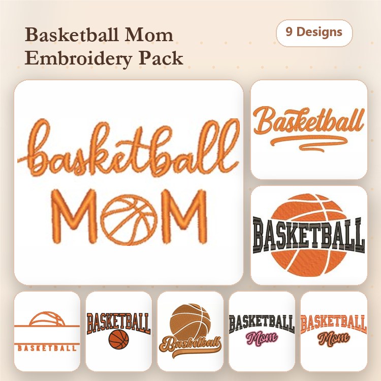 Basketball Mom Embroidery Bundle – Sporty Designs (9 Designs)